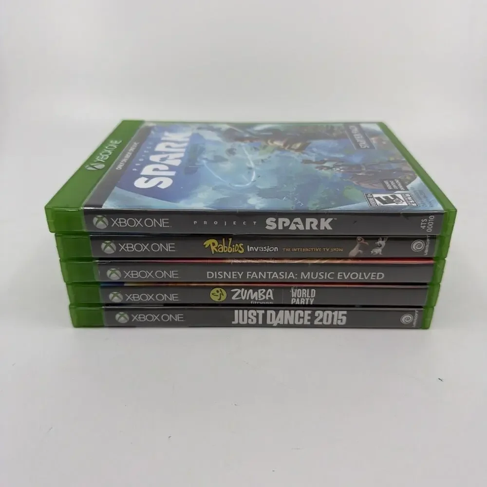 Xbox One Kinect Sensor w/ 5 Game Lot Mixed Genres Tested Microsoft Bundle